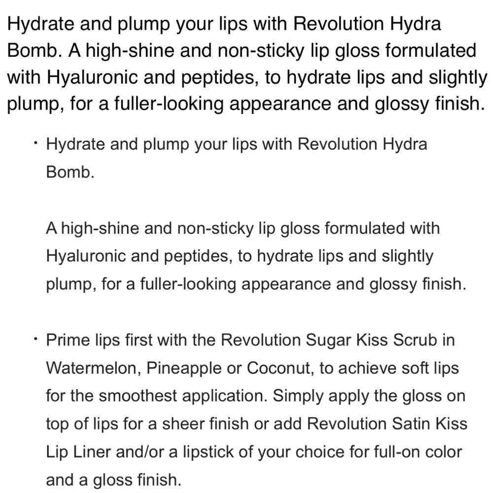 Revolution Hydra Bomb lip gloss vitamin E